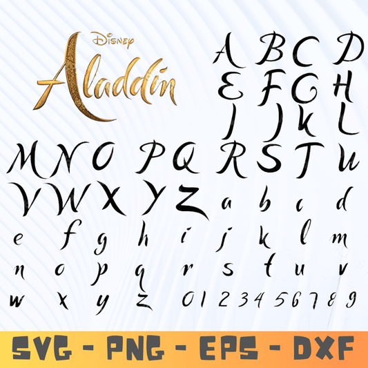Aladdin Themed Font Bundle , 60+ Letters SVG and PNG Set