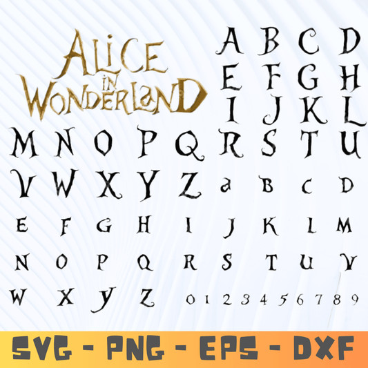 Alice in Wonderland Alphabet SVG, Mouse Font SVG, Letters SVG