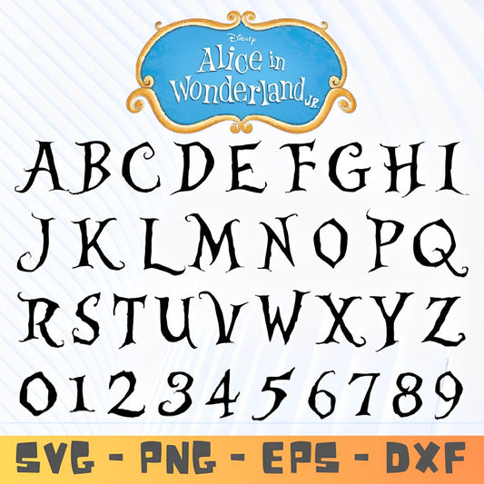 Alice in Wonderland Alphabet SVG, Mouse Font SVG, Letters SVG
