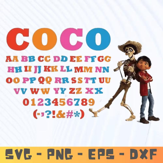 Coco Font SVG | Coco Font TTF | Coco Alphabet Svg | Coco Numbers | Dia de muertos