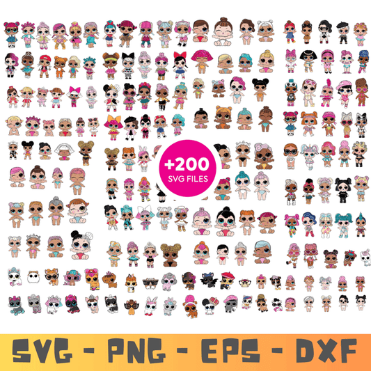 Baby dolls svg ,lol dolls Bundle svg eps png,200 file lol dolls for Cricut, Silhouette