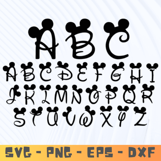Mickey Themed Font Bundle , 26 Letters SVG Set , Fun Mickey Mouse Alphabet Font