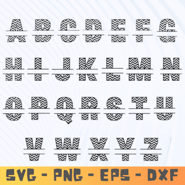 Monogram Svg, Chevron Pattern Split monogram Letters Svg Png Dxf Files