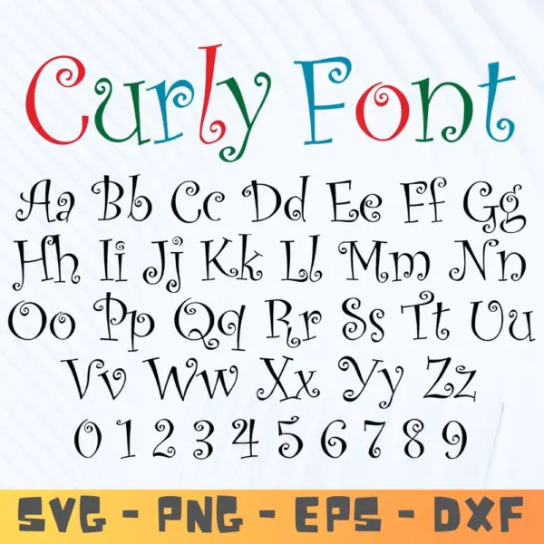 Curly Font SVG | Swirly Alphabet Letters for Cricut & Silhouette | Fun Script Font for Crafts