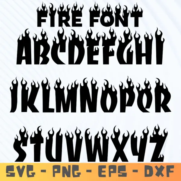 Flame Font SVG Bundle | Fire Letters Alphabet for Cricut Silhouette