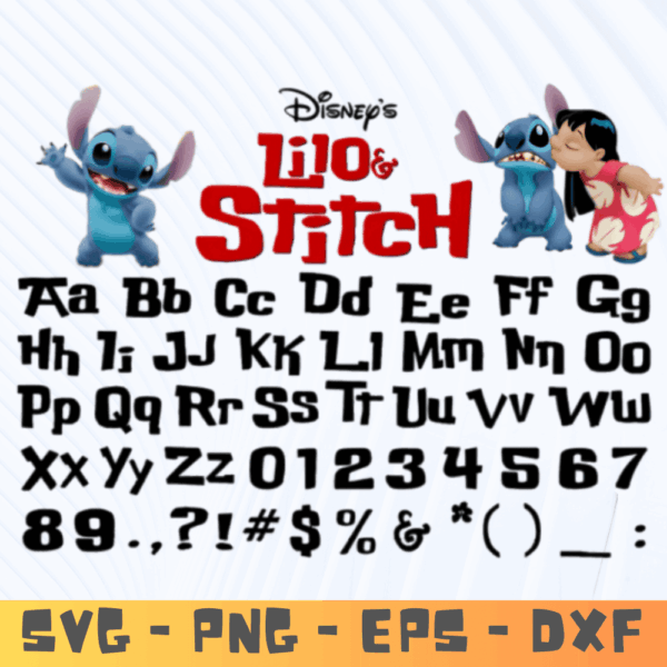 Lilo And Stitch SVG, Lilo And Stitch Alphabet PNG, Stitch TTF