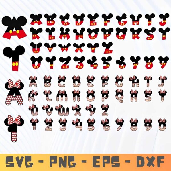 Mouse Alphabet SVG, Mouse Font SVG, Letters SVG, PNG, DXF