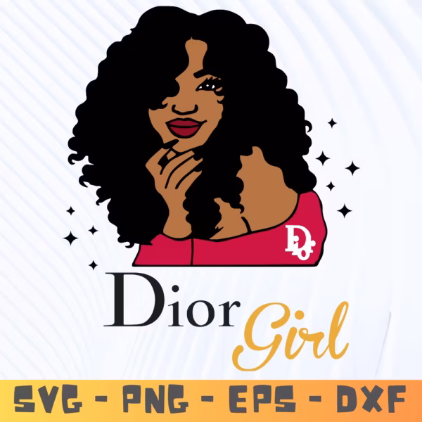 Dior Inspired Afro Girl SVG | Fashion Black Girl Magic Cricut File