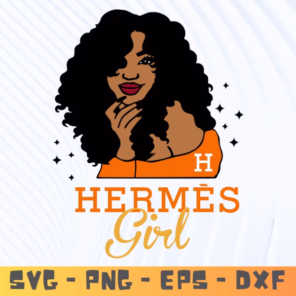 Hermès Inspired Afro Girl SVG | Luxury Fashion Black Girl Cricut Design
