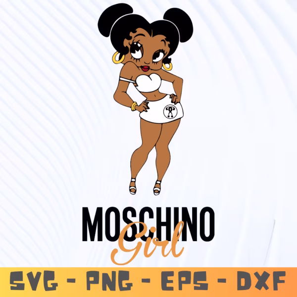 Moschino Fashion Afro Girl SVG | Black Woman Style Digital Download