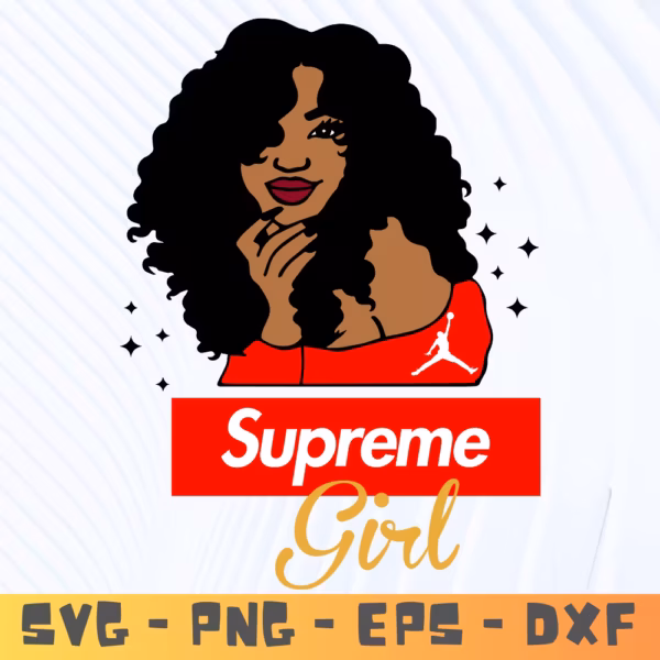 Supreme Afro Girl SVG | Fashionable Black Girl SVG for Silhouette