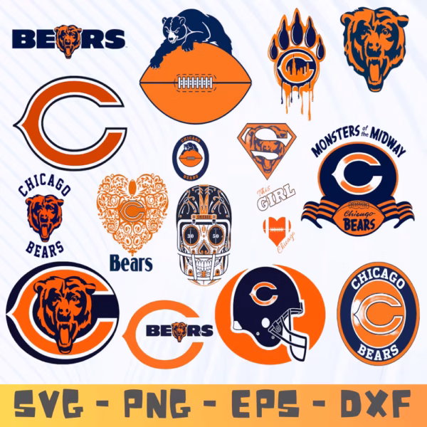 Chicago Bears SVG Bundle | Football Team SVG | NFL Cricut Cut Files