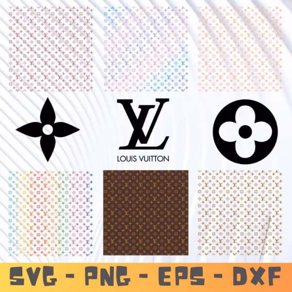 Louis Vuitton Logos & Pattern SVG Bundle | Logo & Seamless Pattern Files for Crafts